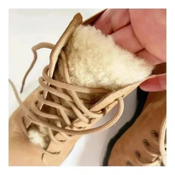 NEW Eileen Fisher Shearling Tumbled Leather Hiker Boot size 8 - Picture 7 of 11